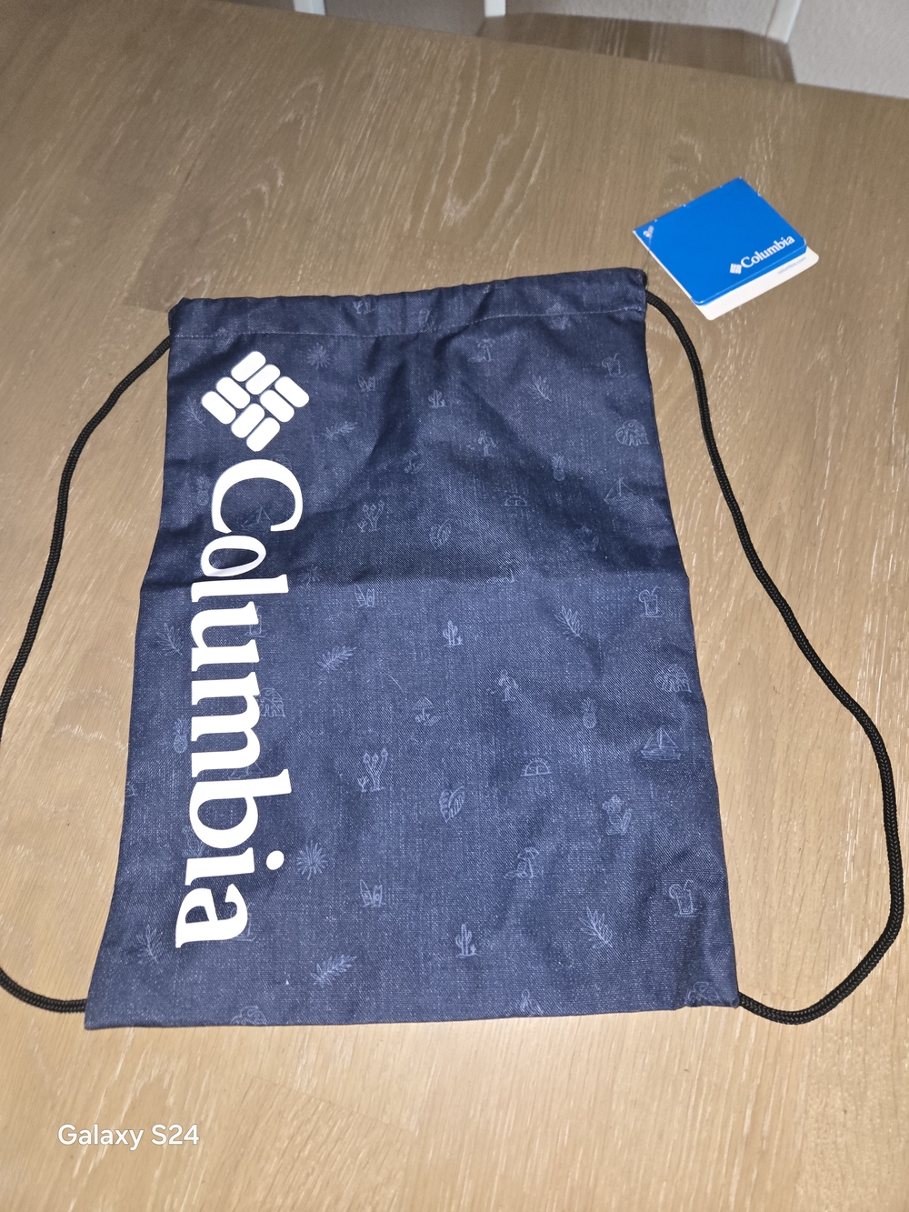 Columbia Navy Drawstring Backpack with White Logo New